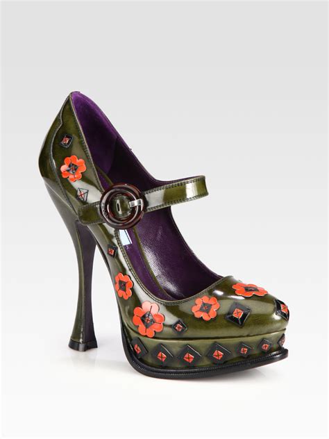 prada floral patent leather mary janes|Prada 35mm Leather Mary Jane Pumps .